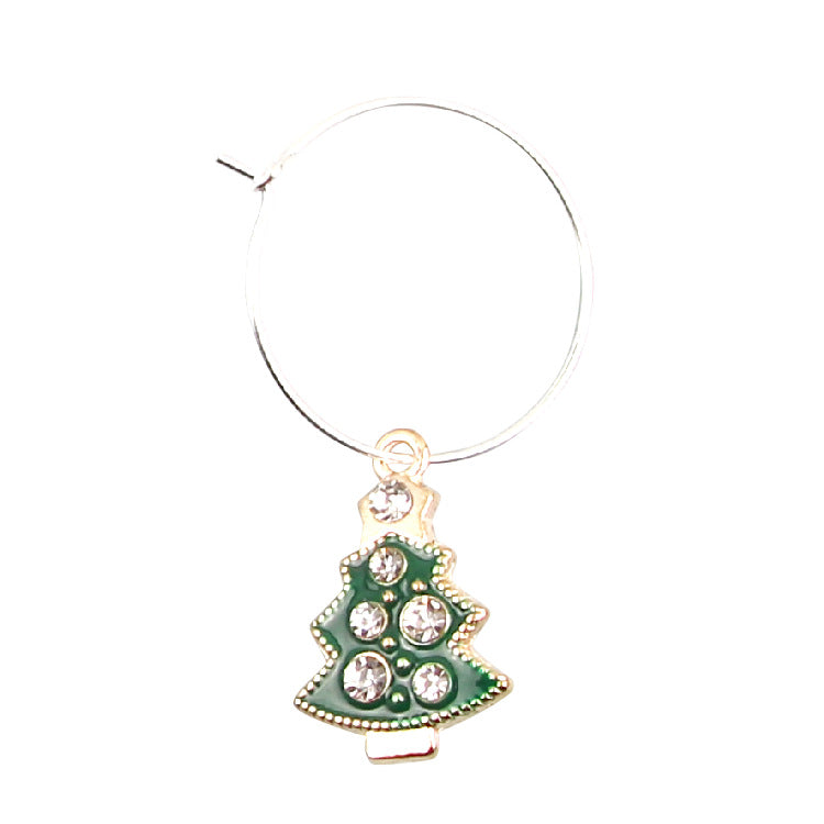 Wholesale Christmas Party Christmas Tree Metal Wine Cup Rings